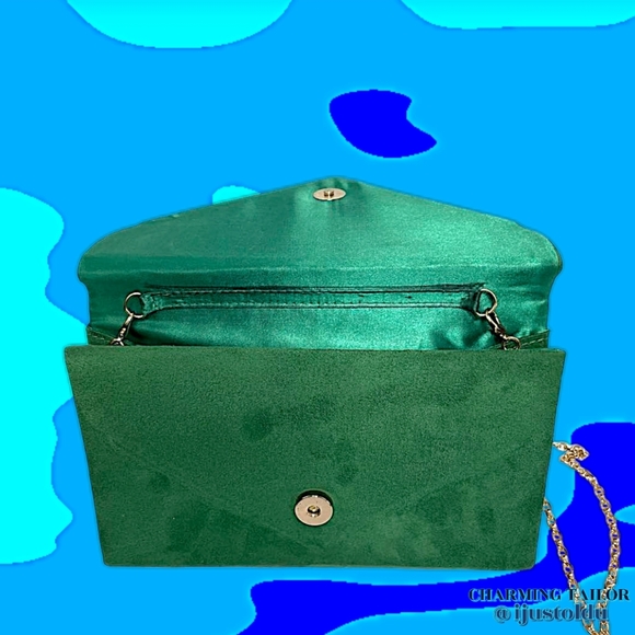 Charming Tailor Fx Suede Evening Handbag Crossbody Envelope Clutch | Chain Strap - Picture 8 of 11